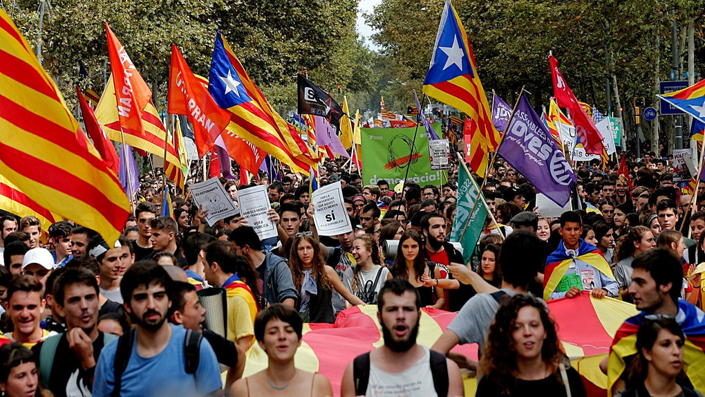 Cataluña: Manifestación recordando el “1-O”